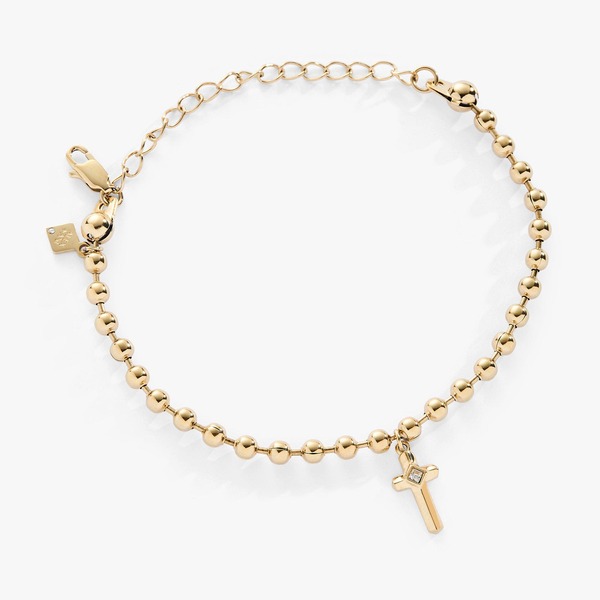 アレックスアンドアニ レディース アクセサリー ブレスレット・バングル・アンクレット Alex and Ani Cross Ball Chain Bracelet Gold ゴールド|ReVida 店