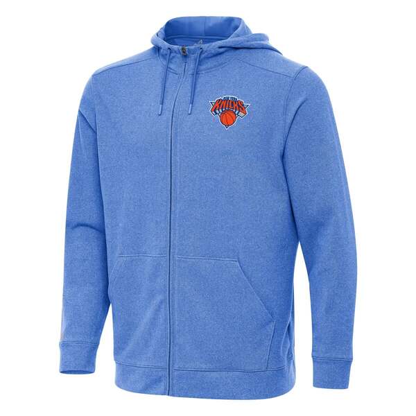 アンティグア メンズ アウター ジャケット・ブルゾン パーカー Men Antigua Heather Blue New Yorknicks Effortless Full-Zip Hoodie Jacket Heather Blue ヘザー
