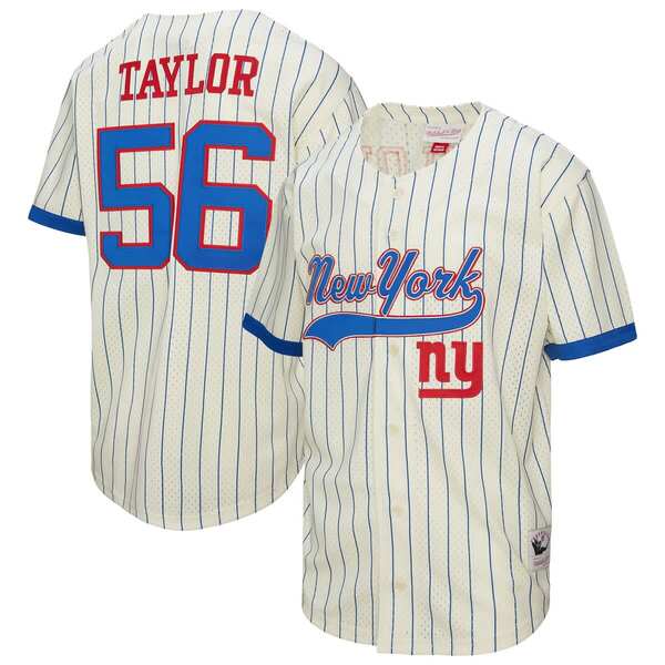 ミッチェル\u0026ネス メンズ トップス プルオーバー メッシュ プルオーバー Men\u0027s Mitchell \u0026 Ness Lawrence Taylor Cream New York Giants Name \u0026 Number Mesh Button-Up Baseball Jersey Cream 皮膚軟化剤