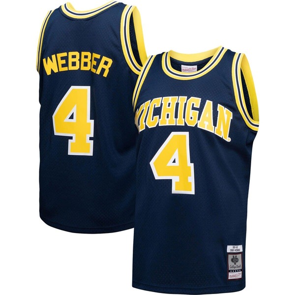 ミッチェル&ネス メンズ トップス シャツ ジャージー Men's Mitchell & Ness Chris Webber Navy Michigan Wolverines 1991/92 College Vault Player Swingman Jersey Navy ネイビー