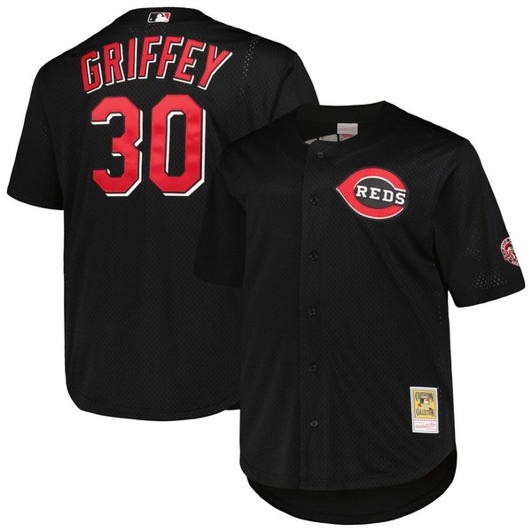 ミッチェル&ネス メンズ トップス シャツ トール ジャージー Men's Mitchell & Ness Ken Griffey Jr. Black Cincinnati Reds Big & Tall Cooperstown Collection Batting Practice Replica Jersey Black ブラック|ReVida 店