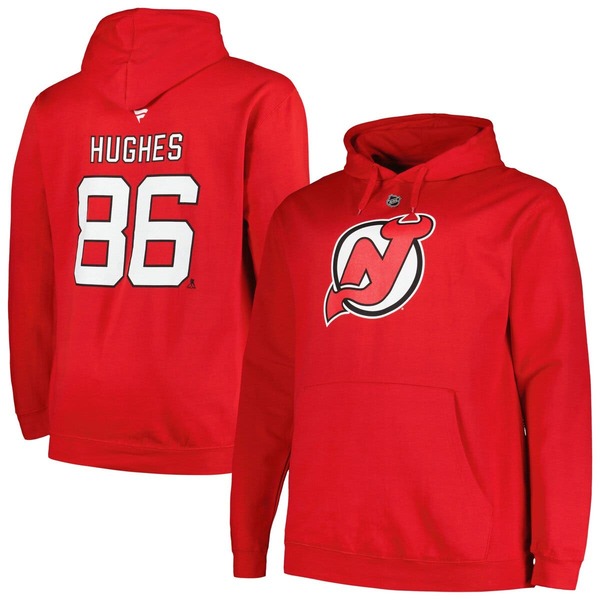 プロファイル メンズ アウター パーカー・スウェットール プルオーバー Men\u0027s Profile Jack Hughes Red New Jersey Devils Big \u0026 Tall Name \u0026 Number Pullover Hoodie Red 赤いこと