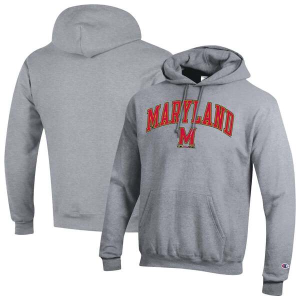 チャンピオン メンズ アウター パーカー・スウェット ロゴ Men'sChampion Heather Gray Maryland Terrapins Arch Over Logo Pullover Hoodie Heather Gray グレー