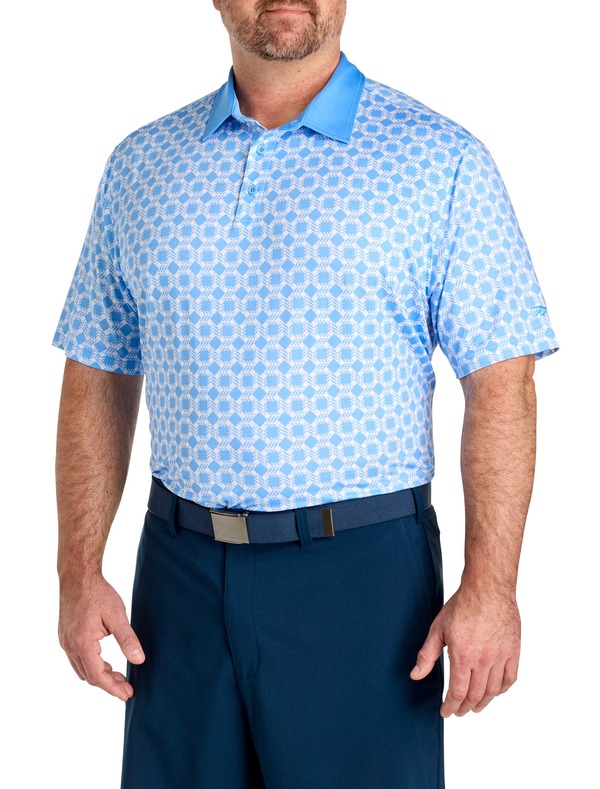 リーボック メンズ トップス ポロシャツ トール Reebok Big & Tall Mosaic Geometric Performance Polo Shirt Peri Blue ブルー｜ReVida 店