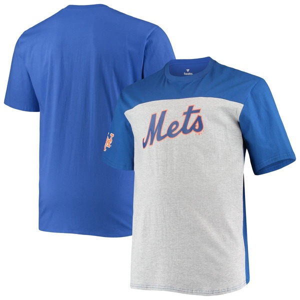 ファナティクス メンズ トップス プルオーバー トール 色合い差しつかえる Men\u0027s Fanatics Branded Royal/Heathered Gray New York Mets Big \u0026 Tall Colorblock T-Shirt Royal 薄墨色