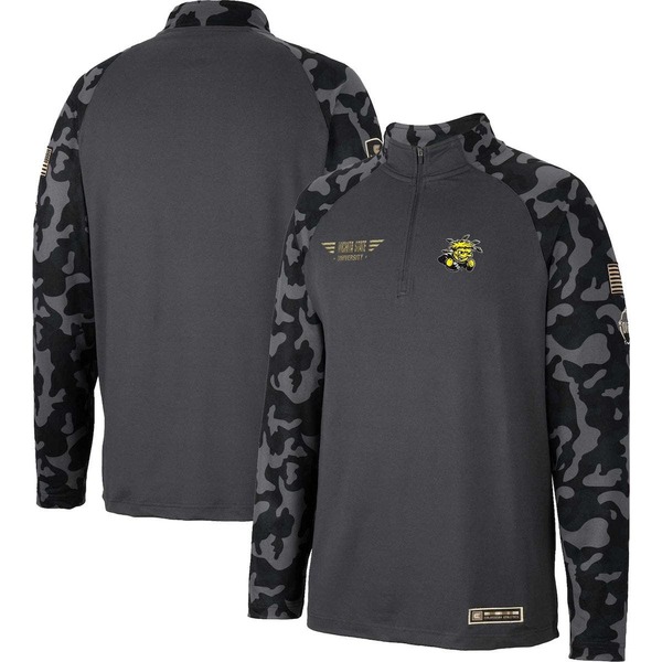 円形劇場 メンズ アウター 上衣・上衣 Men\u0027s Colosseum Charcoal Wichita State Shockers OHT Military Appreciation Long Range Raglan Quarter-Zip Jacket Charcoal 濃灰色