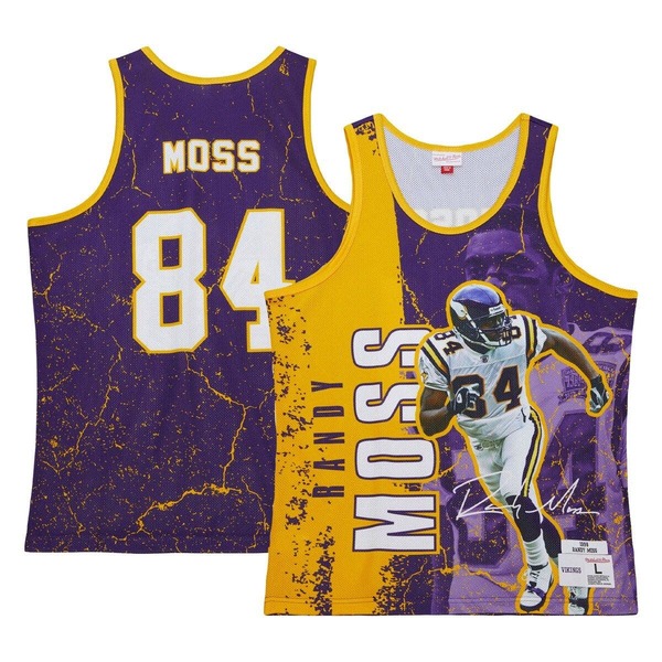 ミッチェル&ネス メンズ トップス シャツ Men's Mitchell & Ness Randy Moss Purple Minnesota Vikings 1998 Player Burstank Topurple パープル