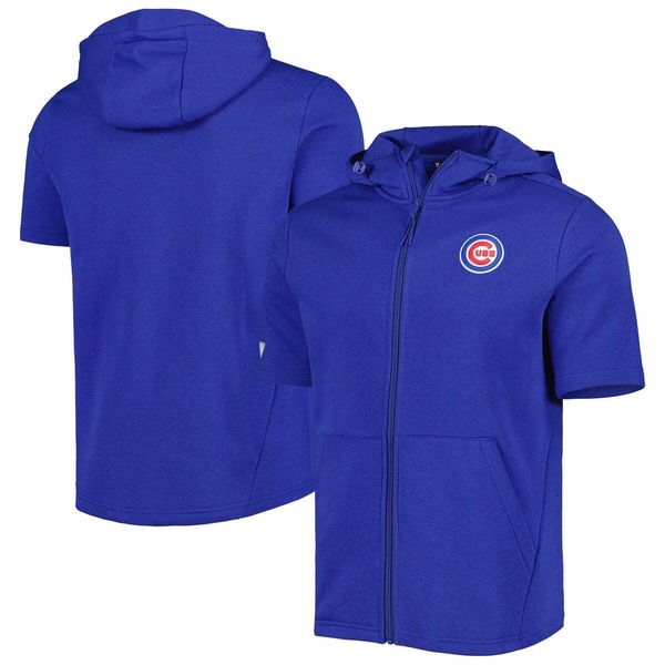 気泡管水準器御召しもの メンズ アウター パーカー・スウェット Men\u0027s Levelwearoyal Chicago Cubs Recruit Full-Zip Short Sleeve Hoodie Royal