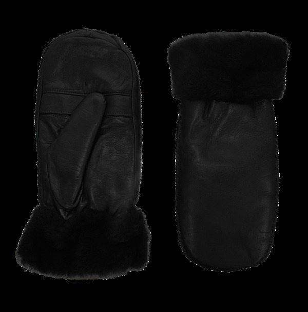 アニェル レディース アクセサリー 手袋 Agnelle Marie-Alix Rabbit Fur Lined Lambskin Mittenoir/Noir