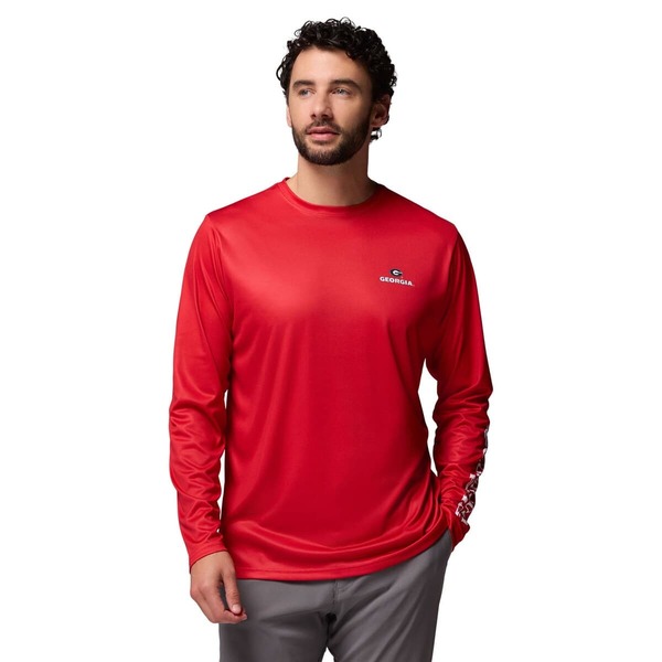 コロンビア メンズ トップス プルオーバー Men\u0027s Columbia Red Georgia Bulldogs PHG Terminal Shot Long Sleeve T-Shirt Red 赤いこと