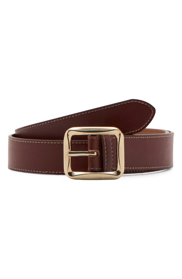 マンゴ レディース アクセサリー ベルト MANGO Square Buckle Belt Brown ブラウン