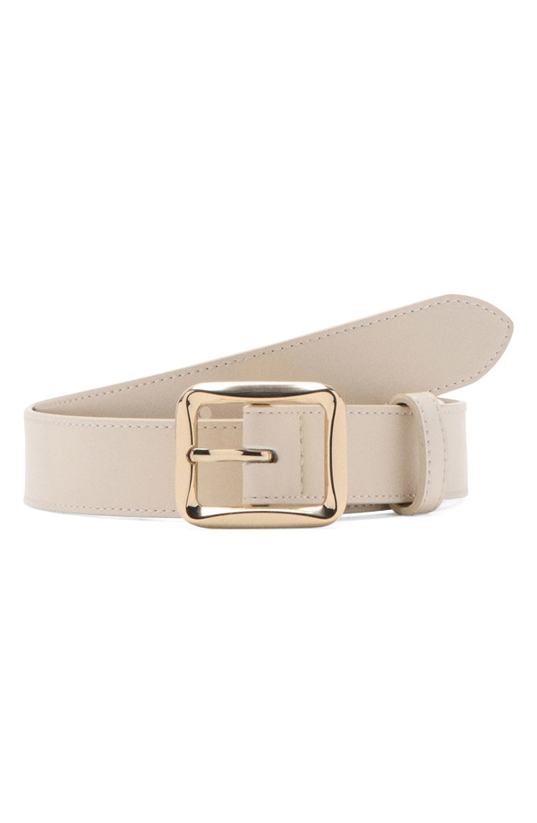 マンゴ レディース アクセサリー ベルト MANGO Square Buckle Belt Ecru エクリュ