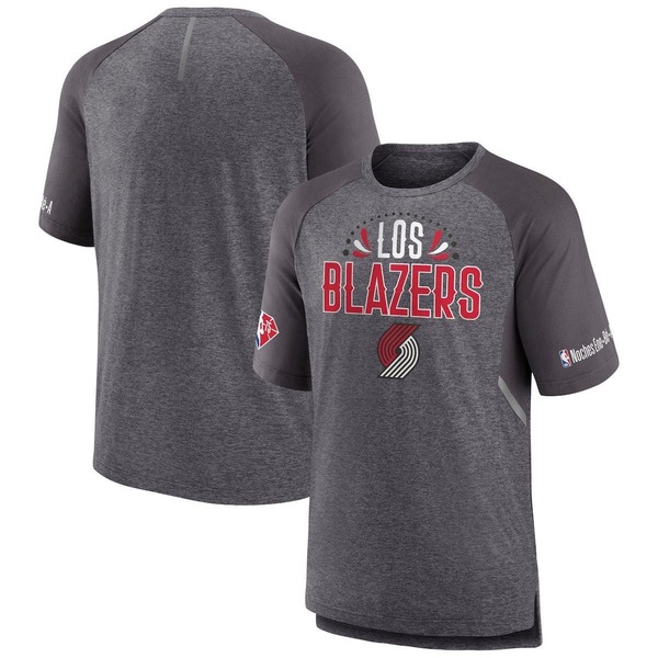 ファナティクス メンズ トップス プルオーバー スポーツジャケット Men\u0027s Fanatics Branded Heathered Gray Portland Trail Blazers 2022 Noches Ene-Be-A Core Shooting Raglan T-Shirt Heather Gray 薄墨色