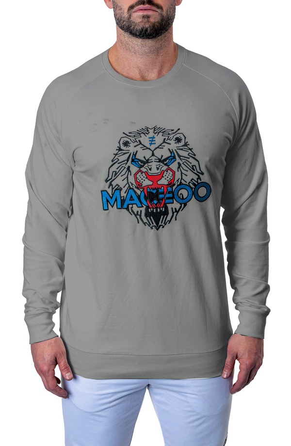 マセオ メンズ アウター パーカー・スウェット プルオーバー 綿織物 Maceoo Majestic Stretch Cotton Sweatshirt Grey 薄墨色