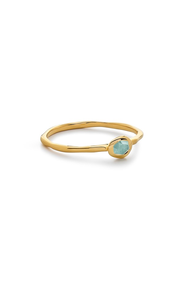 モニカヴィナダー レディース アクセサリー 指輪 Monica Vinader Odyssey Aquamarine Stacking Ring 18Ct Gold Vermeil / Aquamarine ゴールド｜ReVida 店