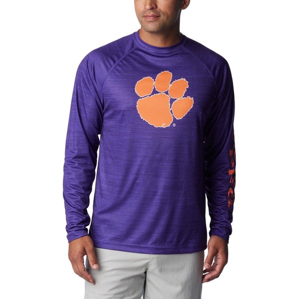 コロンビア メンズ トップス プルオーバー Men\u0027s Columbia Purple Clemson Tigers PFG Terminal Tackle Omni-Shade Raglan Long Sleeve T-Shirt Purple パープル