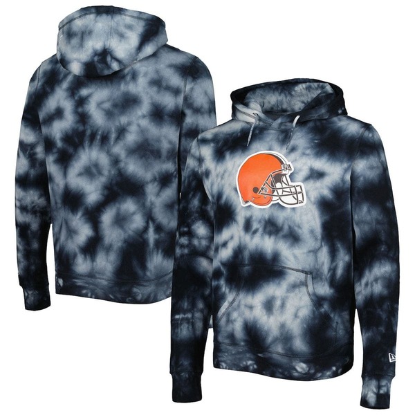 ニュー内鰓 メンズ アウター パーカー・スウェット Men\u0027s New Era Black Cleveland Browns Team Tie-Dye Pullover Hoodie Black 黒いこと