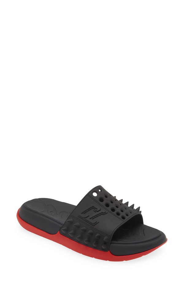 クリスチャン・ルブタン メンズ シューズ サンダル Christian Louboutin Take It Easy Slide Sandal Black ブラック｜ReVida 店