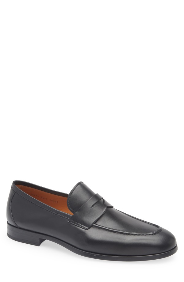 マグナーニ メンズ シューズ 置き目毛革 Magnanni Magico Penny Loafer Black/ Black 黒いこと