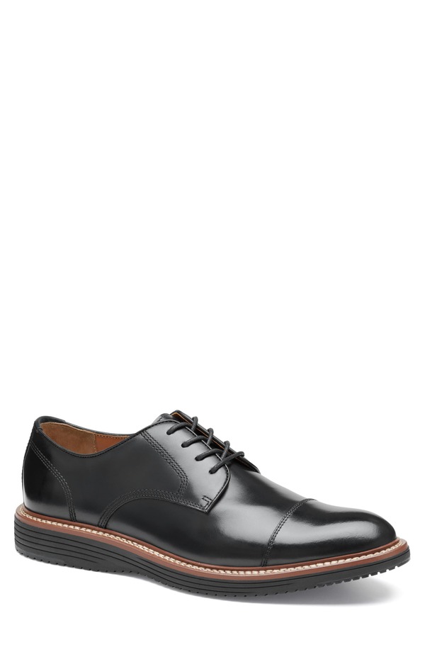 ジョンストンアンドマーフィー メンズ シューズ ダービー キャップ Johnston & Murphy Upton Cap Toe Derby Black Full Grain ブラック｜ReVida 店
