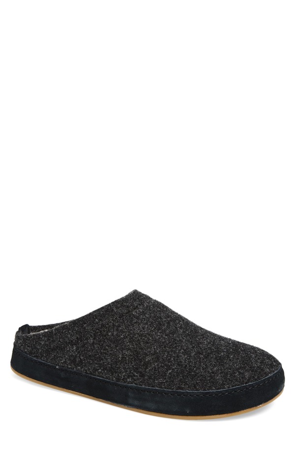 オルカイ メンズ シューズ サンダル OluKai Hmani Hulu Genuine Shearling Lined Mule Slipper Dark Shadow