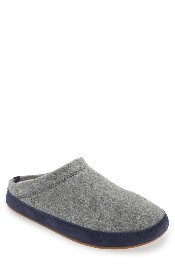 オルカイ メンズ シューズ サンダル OluKai Hmani Hulu Genuine Shearling Lined Mule Slipper Graphite / Trench Blue グラファイト