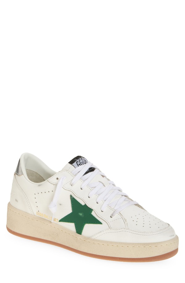 ゴールデングース メンズ シューズ スニーカー Golden Goose Ball Star 2 Low Top Sneaker White/ Green/ Silver ホワイト｜ReVida 店