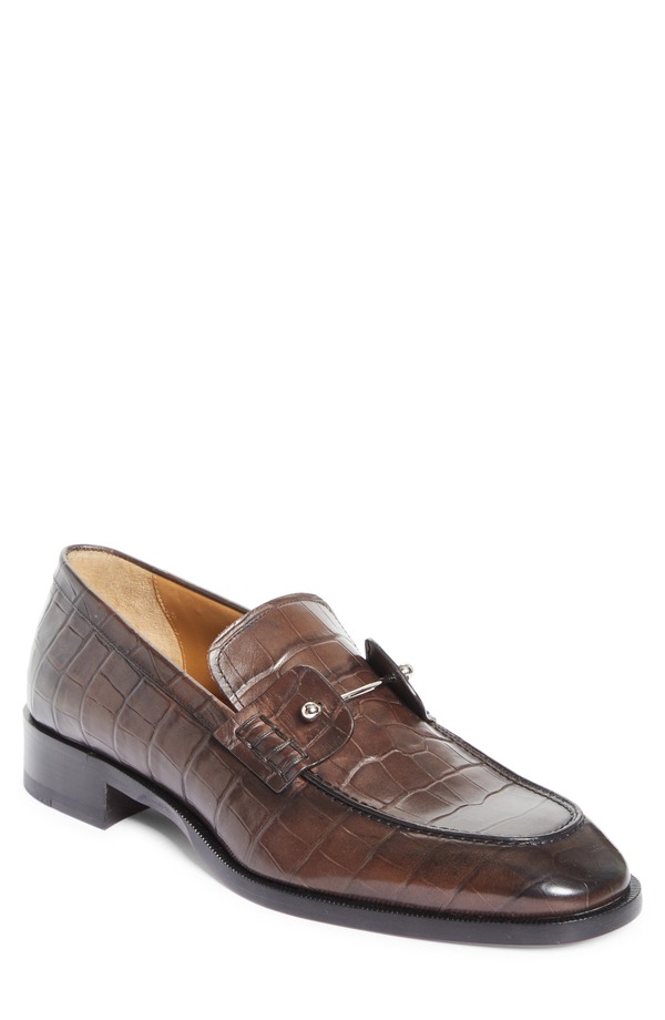 クリスチャン・ルブタン メンズ シューズ スリッポン・ローファー Christian Louboutin Chambelimocroc Embossed Loafer Cosme