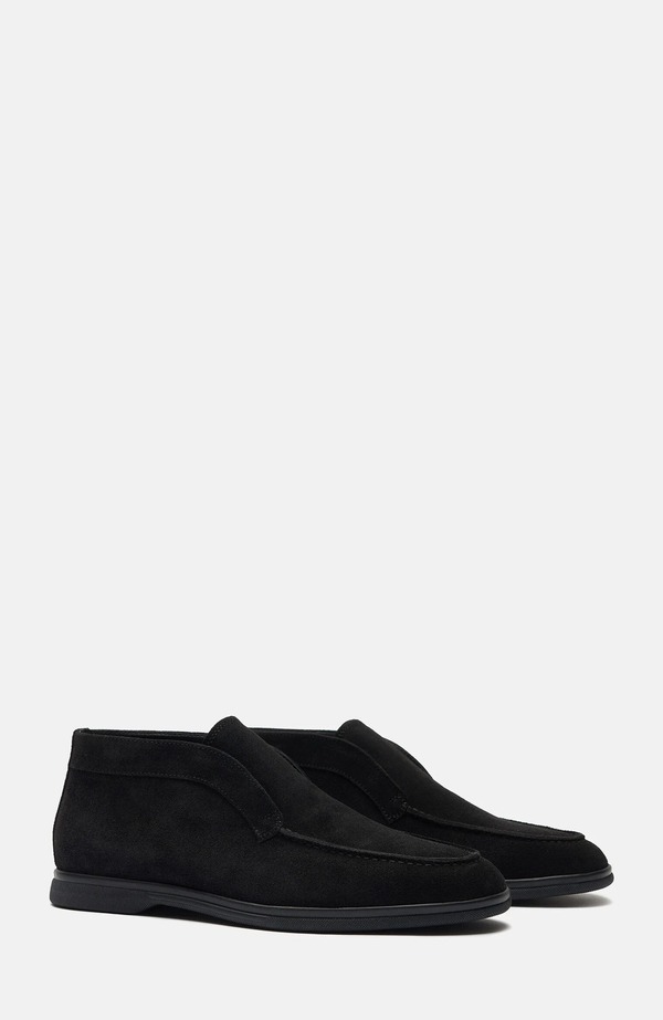 スカロッソ メンズ シューズ ブーツ・レインブーツ SCAROSSO Leonardo Boots Black - Suede Leather 黒いこと
