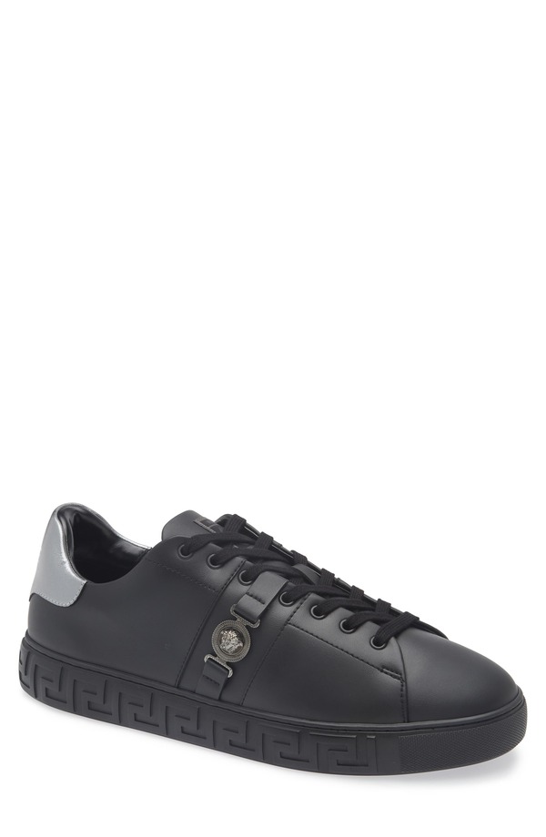 ヴェルサーチ メンズ シューズ スニーカー Versace Biggie Greca Low Top Sneaker Black Antracite Ruthenium ブラック