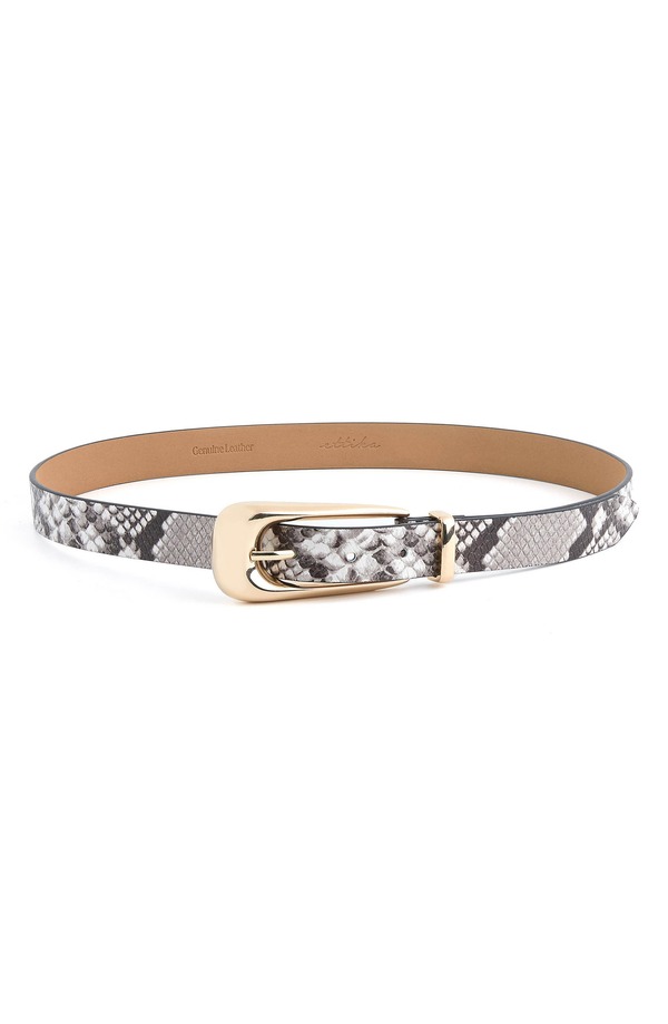 エティカ レディース アクセサリー ベルト プリント レザー Ettika Snakeskin Print Leather Belt Grey Snake グレー