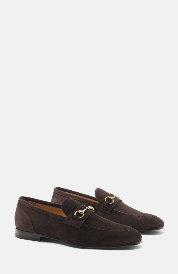 スカロッソ メンズ シューズ 置き目毛皮 SCAROSSO Alessandro Loafers Brown - Suede 赤銅色