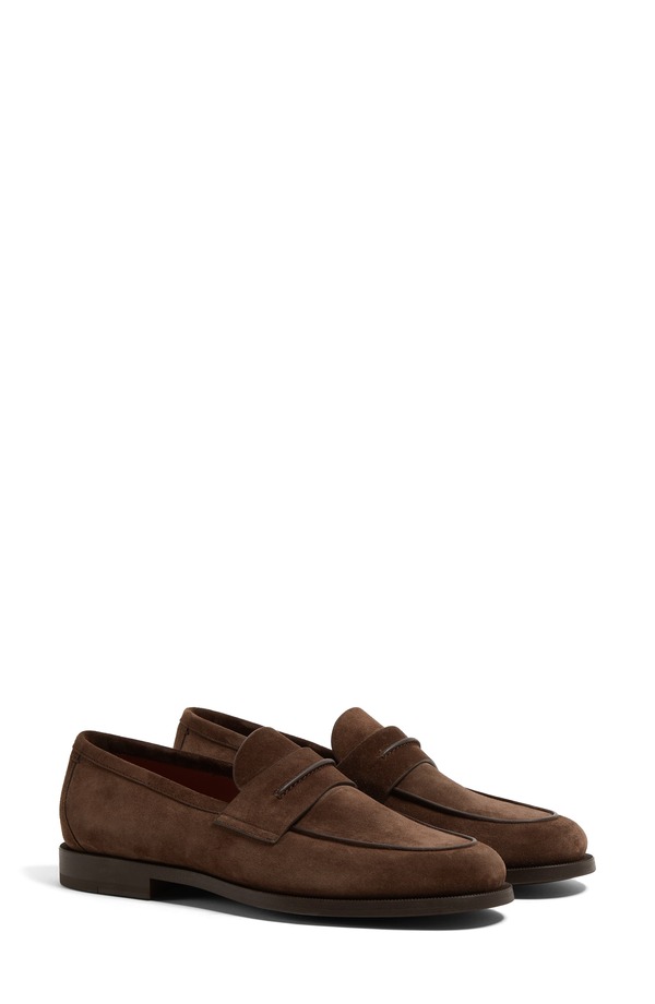 ゼニア メンズ シューズ スリッポン・ローファー スエードクロス ZEGNA Suede Driving Loafer Dark Brown 赤銅色