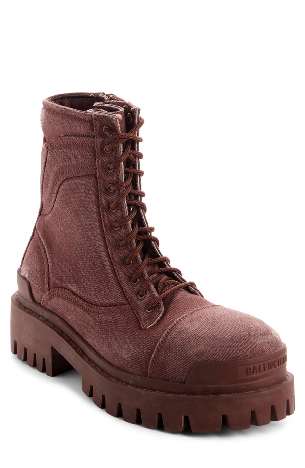 バレンシアガ メンズ シューズ ブーツ・レインブーツ Balenciaga Combat Strike Boot Dark Brown ブラウン