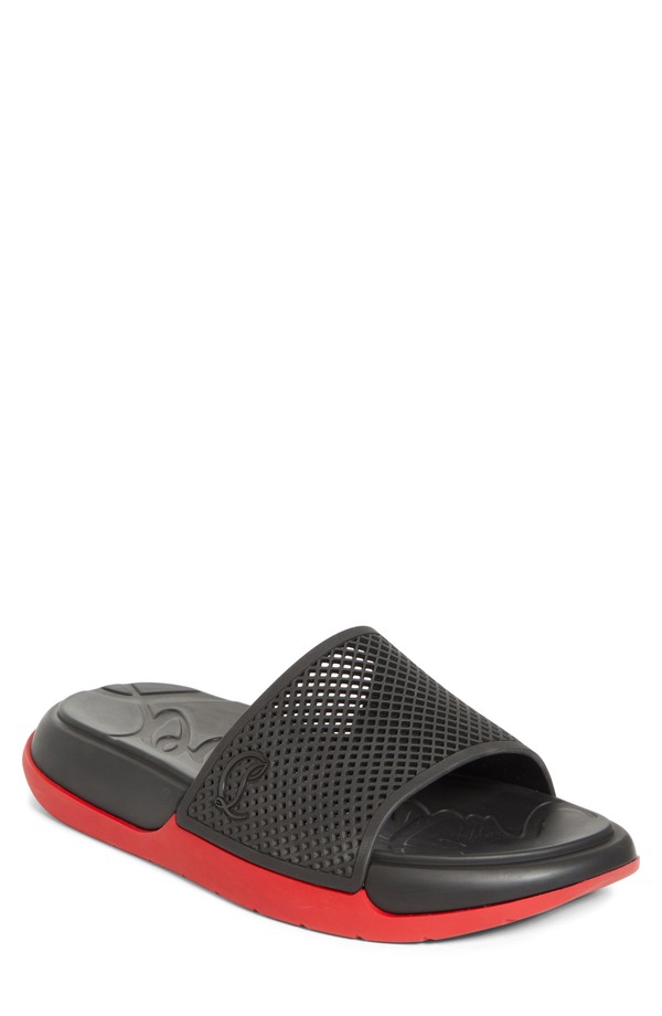 クリスチャン・ルブタン メンズ シューズ サンダル Christian Louboutin Easy Breezy Rubber Slide Sandal Black ブラック｜ReVida 店 83,490円
