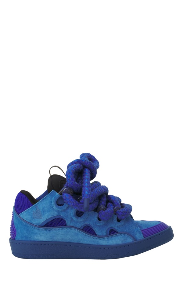 ランバン レディース シューズ スニーカー レース レザー Lanvin Curb Sneakers In Leather With Snake Laces Blue/Black ブラック｜ReVida 店
