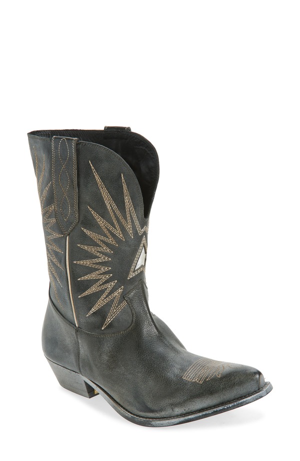 ゴールデングース メンズ シューズ ブーツ・レインブーツ Golden Goose Wish Star Short Western Boot Black/ Ecru/ Silver エクリュ