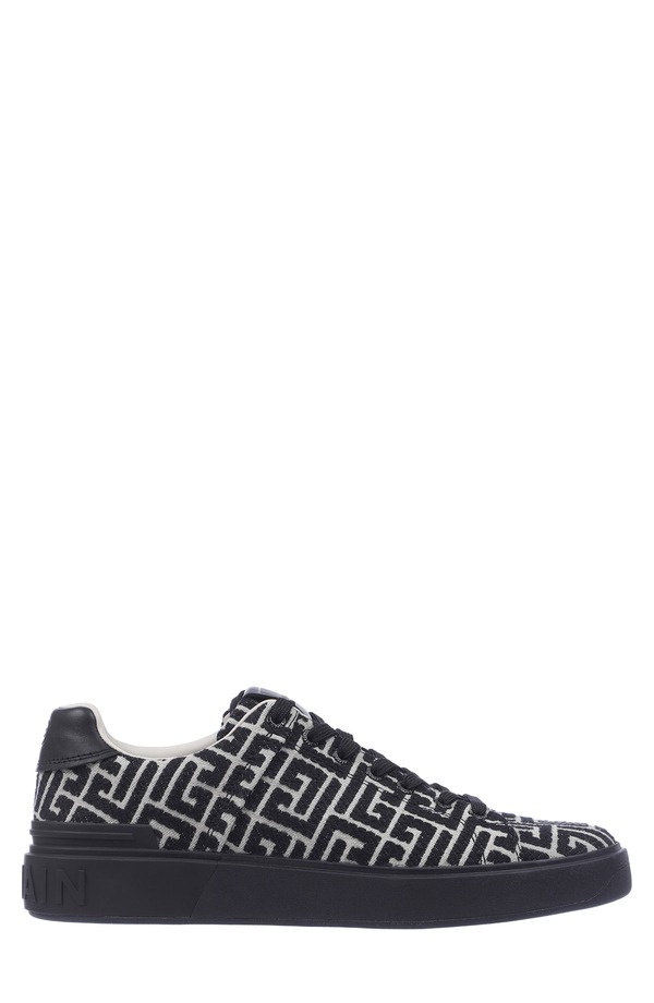 バルマン メンズ シューズ スニーカー Balmain B-Court Monogram Low Top Sneaker Black / Ivory アイボリー