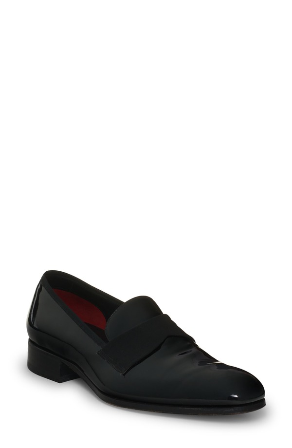 トム・ジェラルド・r・フォード メンズ シューズ スリッポン・ローファー なめし革 TOM FORD Patent Leather Loafer Black 黒いこと