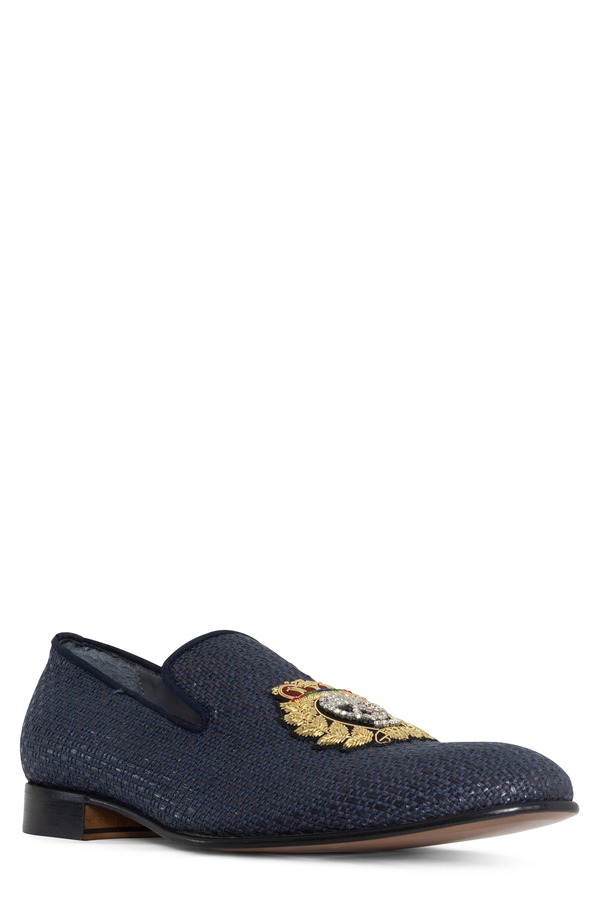 ドナルドプリネール メンズ シューズ 刺繍 ローファー Donald Pliner Crest Embroidered Patch Loafer Navy ネイビー