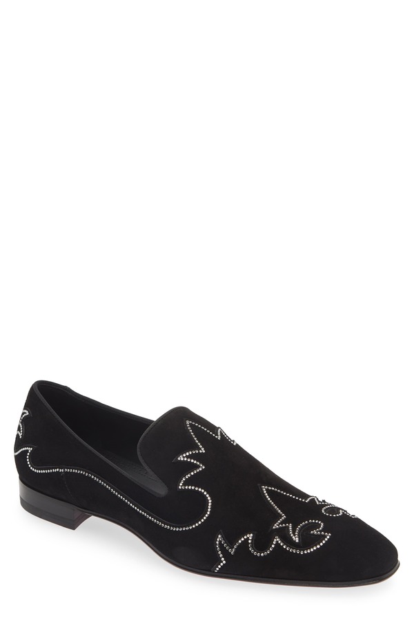 クリスチャン・ルブタン メンズ シューズ スリッポン・ローファー Christian Louboutin Dandysiago Embellished Loafer Black 黒いこと