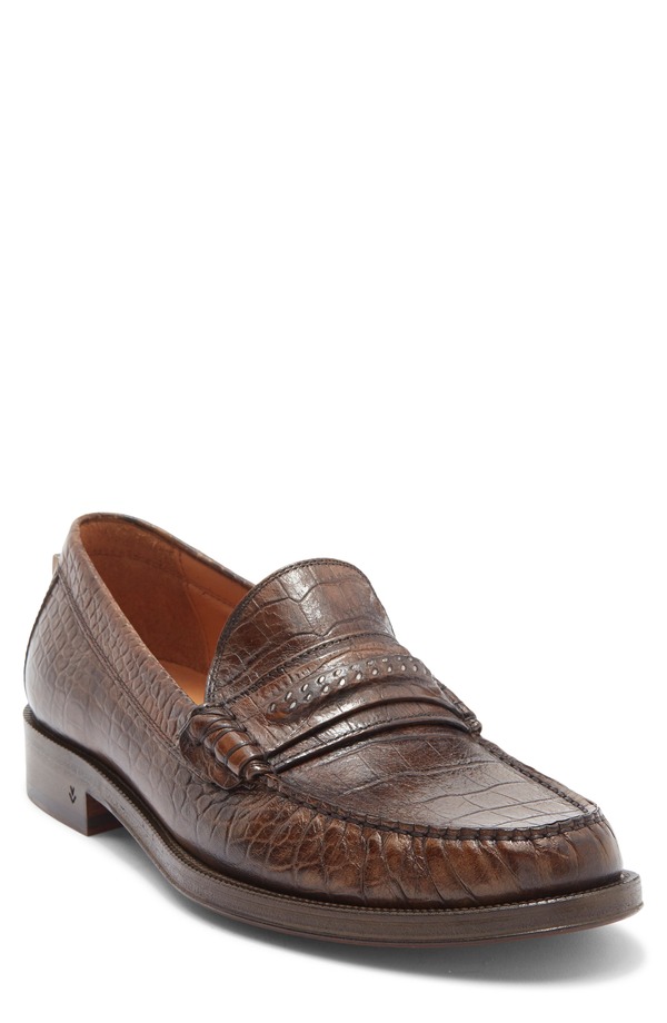 ジョンバルベイトス メンズ シューズ 置き目毛革 John Varvatos Greenwichain Loafer Wood Brown 赤銅色