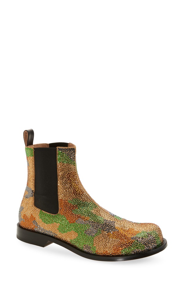 J.W.アンダーソン メンズ シューズ ブーツ・レインブーツ チェルシーブーツ チェルシー JW Anderson Camo Crystal Studded Chelsea Boot Military Green Multi 緑であること