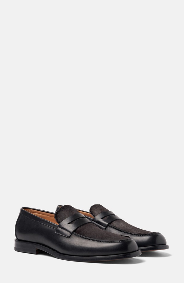 スカロッソ メンズ シューズ 置き目毛革 SCAROSSO Aaron Loafers Black - Calf 黒いこと
