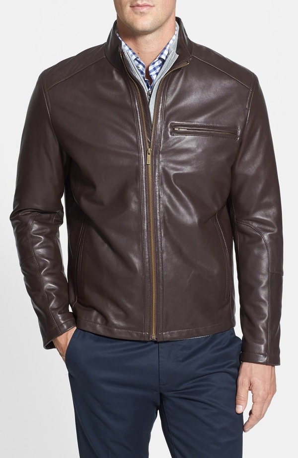 コールハーン メンズ アウター ジャケット・ブルゾン レザー Cole Haan Lambskin Leather Moto Jacket Java