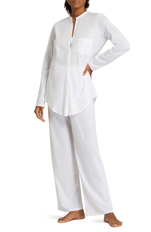 ハンロ レディース アンダー御召しもの ナイト爵御召しもの 綿織物 Hanro Cotton Deluxe Pajamas 101 - White 白いこと