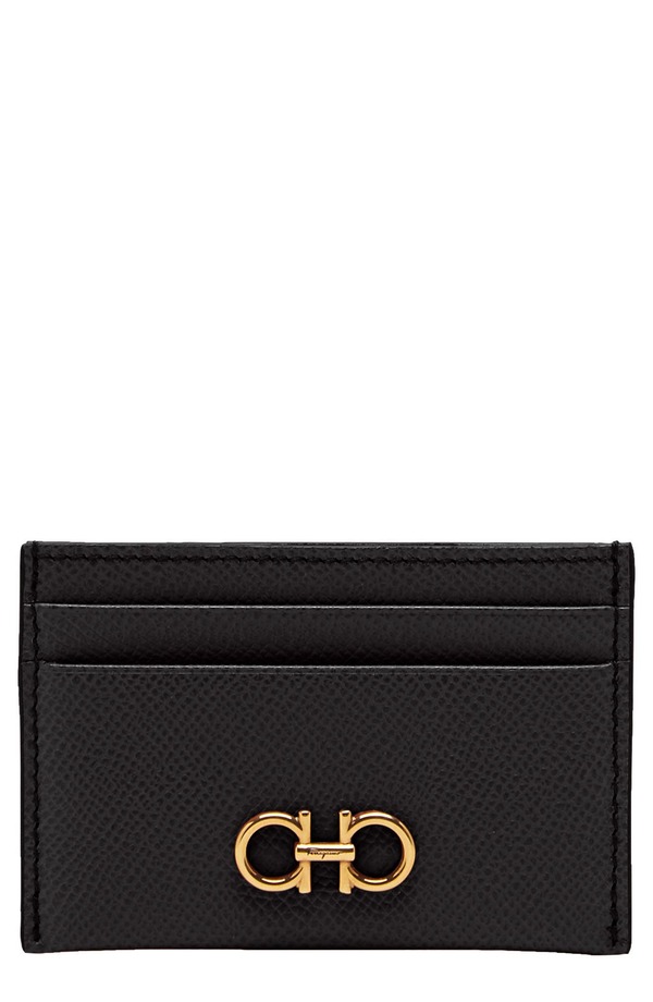 フェラガモ レディース バッグ レザー FERRAGAMO Gancini Leather Card Case Nero｜ReVida 店 51,480円