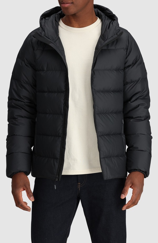 アウトドアリサーチ メンズ アウター ジャケット・ブルゾン ダウン Outdooresearch Coldfront 700 Fill Power Down Insulated Hooded Ripstopackable Puffer Jacket Solid Black ブラック