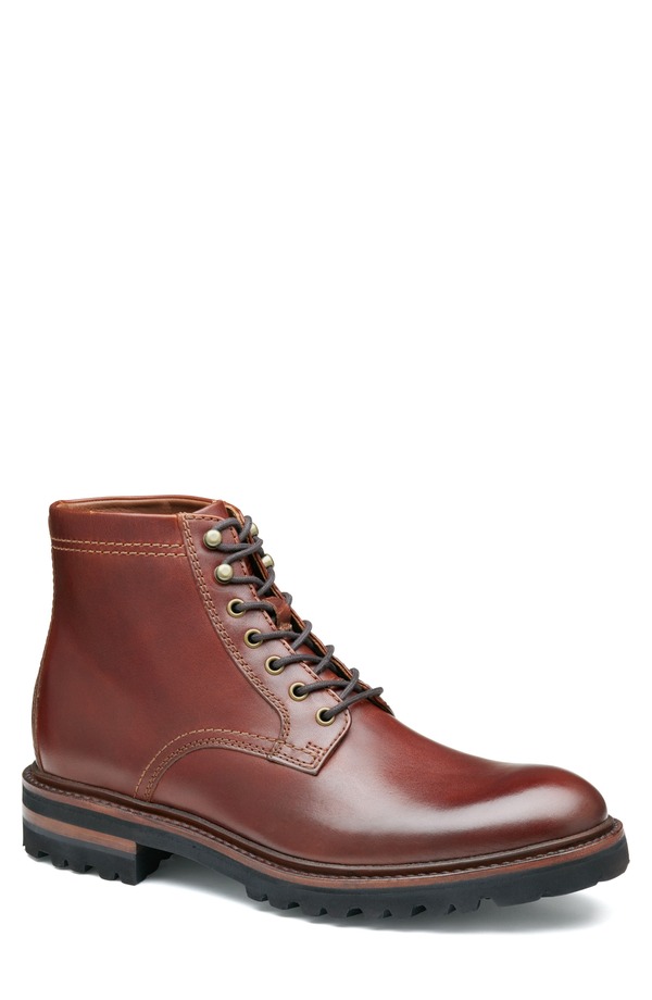 ジョンストンアンドマーフィー メンズ シューズ ブーツ・レインブーツ Johnston \u0026 Murphy Dudley Plain Toe Lug Boot Mahogany Full Grain