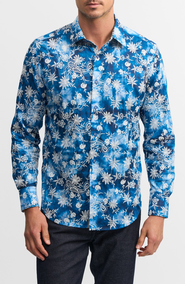 ロバートグラハム メンズ トップス シャツ 刺繍 Robert Graham Superior Embroidered Button-Up Shirt Blue ブルー